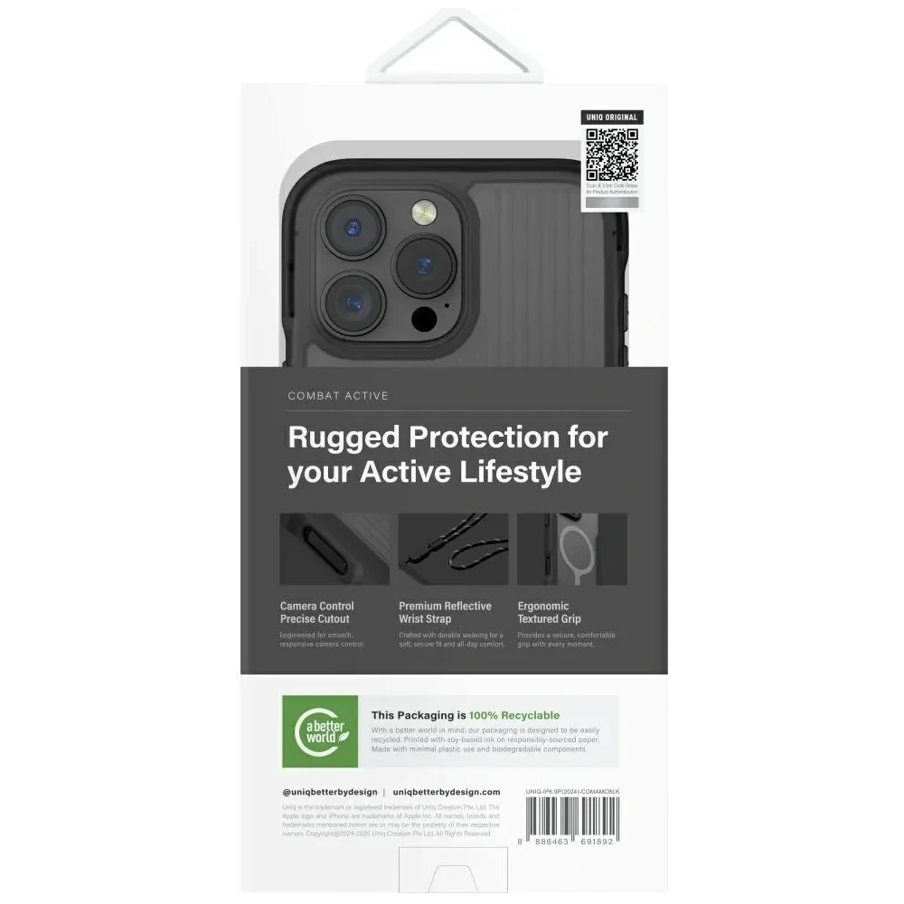 Etui UNIQ Combat Active do Apple iPhone 16 Pro Max Magclick Charging czarny
