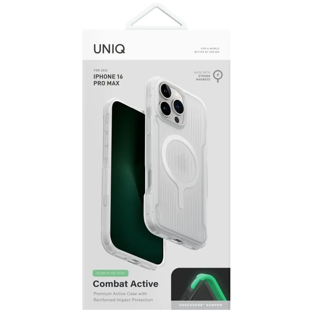 Etui UNIQ Combat Active do Apple iPhone 16 Pro Max Magclick Charging lume white