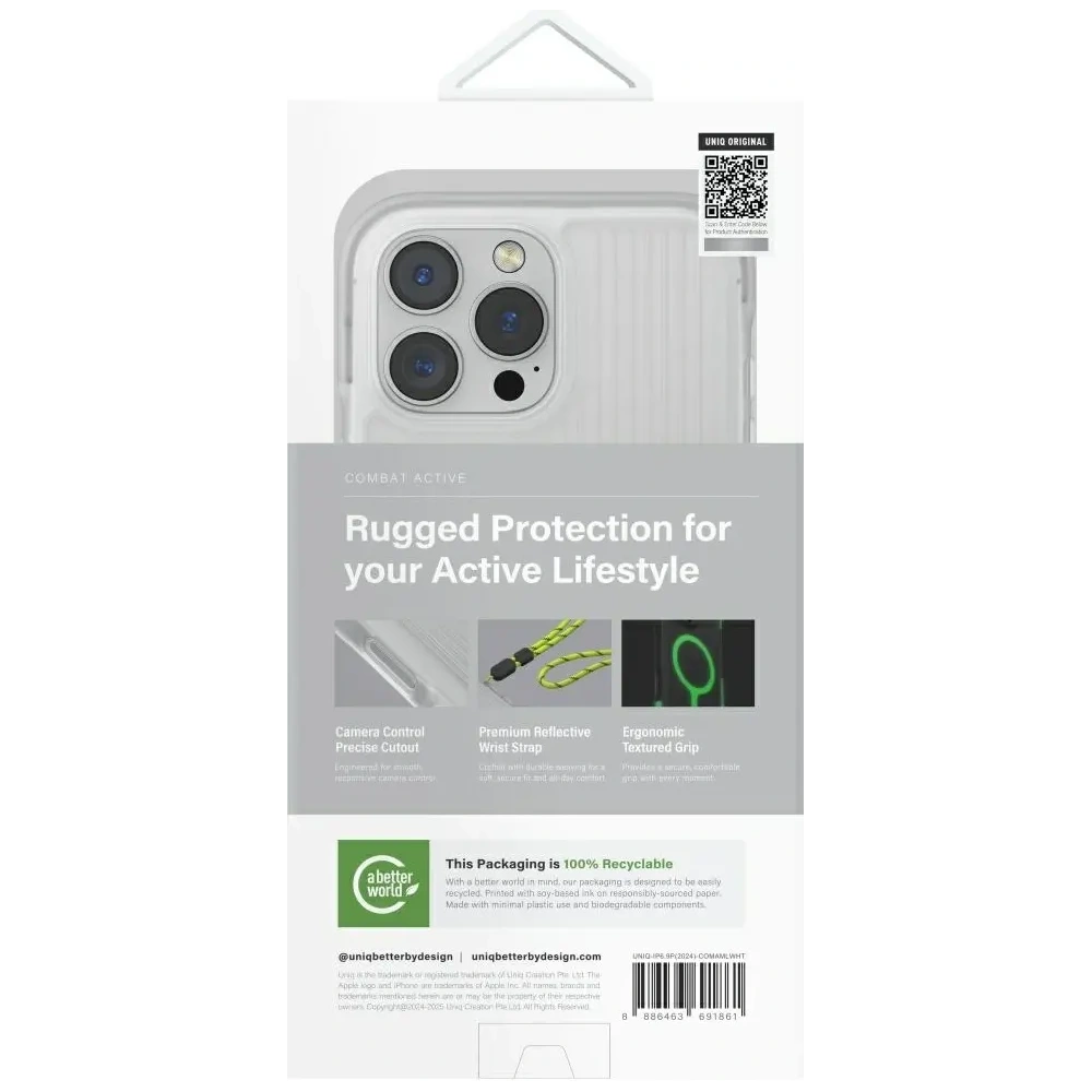 Etui UNIQ Combat Active do Apple iPhone 16 Pro Max Magclick Charging lume white