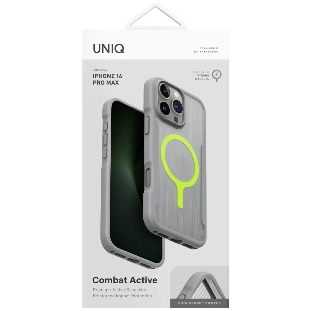 Etui UNIQ Combat Active do Apple iPhone 16 Pro Max Magclick Charging szary