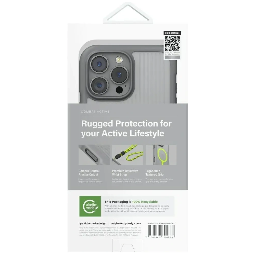 Etui UNIQ Combat Active do Apple iPhone 16 Pro Max Magclick Charging szary