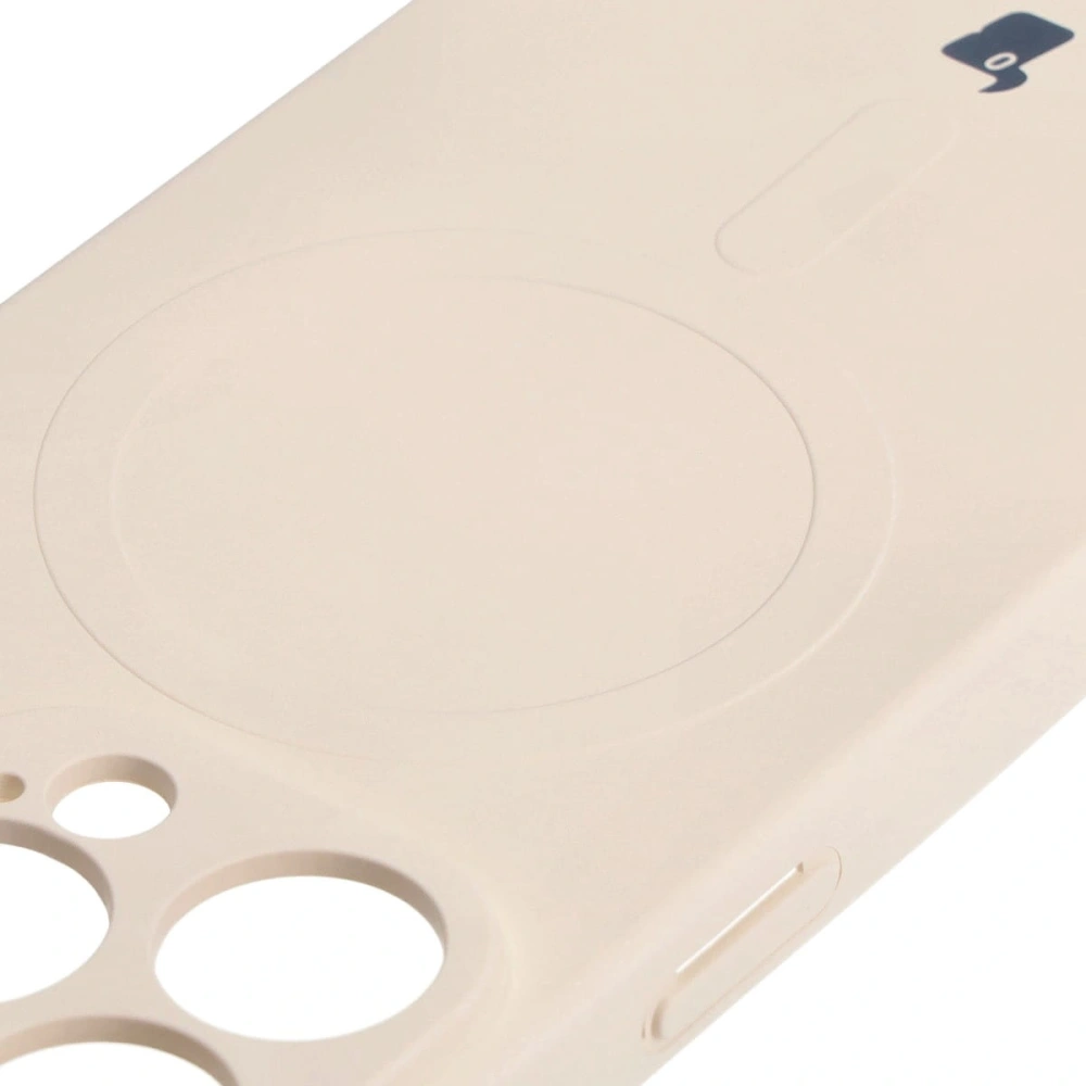Etui silikonowe z pierścieniem magnetycznym Bizon Case Silicone Magnetic do Apple iPhone 15 Pro beżowe