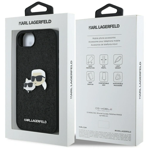 Kup Etui Karl Lagerfeld Fixed Glitter Karl&Choupette Heads Metal Pin do Apple iPhone 16e czarny - KLD21975 - {ean13} - Sklep Home Screen