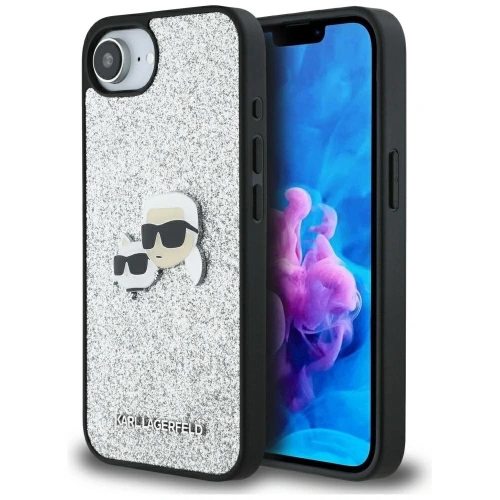 Kup Etui Karl Lagerfeld Fixed Glitter Ikonik Metal Pin do Apple iPhone 16e srebrny - KLD21978 - {ean13} - Sklep Home Screen