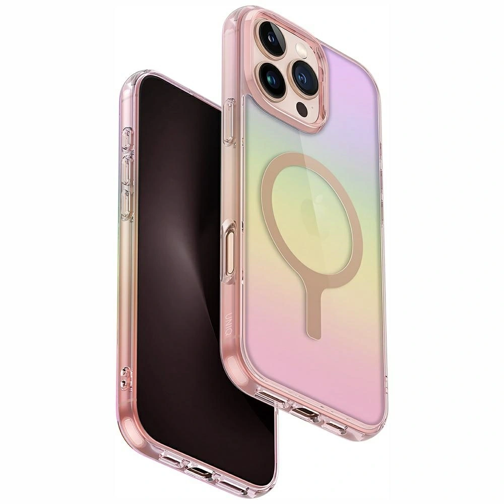 Etui UNIQ Iridescia do Apple iPhone 16 Pro Max Magclick Charging pink prism
