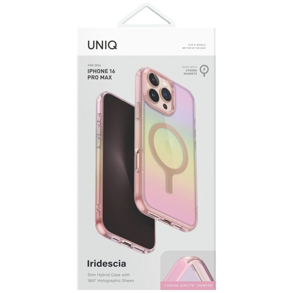 Etui UNIQ Iridescia do Apple iPhone 16 Pro Max Magclick Charging pink prism