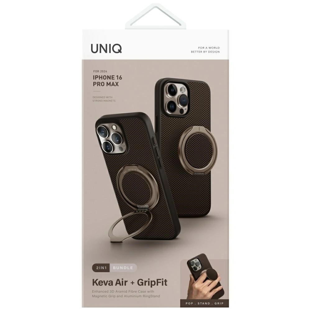 Etui UNIQ Keva Air do Apple iPhone 16 Pro Max Magclick Charging GripFit brązowy