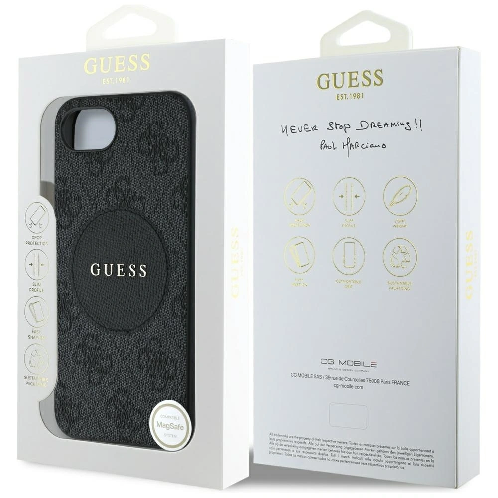 Etui Guess 4G Circle Classic Logo MagSafe do Apple iPhone 16e czarny