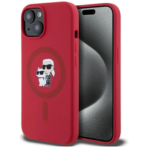 Kup Etui Karl Lagerfeld Silicone Karl&Choupette Heads Ring MagSafe do Apple iPhone 15 czerwony - KLD21982 - {ean13} - Sklep Home Screen