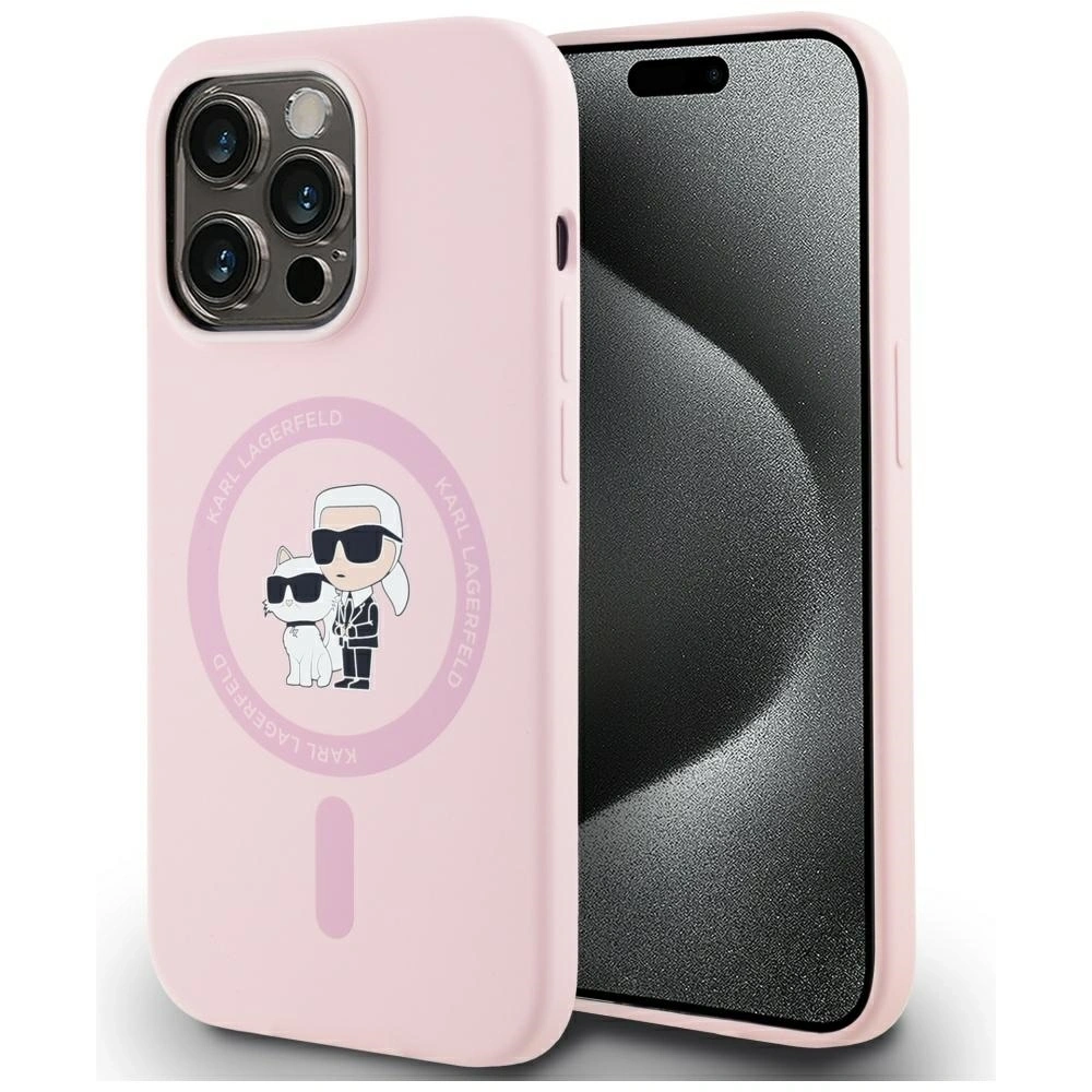 Etui Karl Lagerfeld Silicone Karl&Choupette MagSafe do Apple iPhone 14 Pro różowy