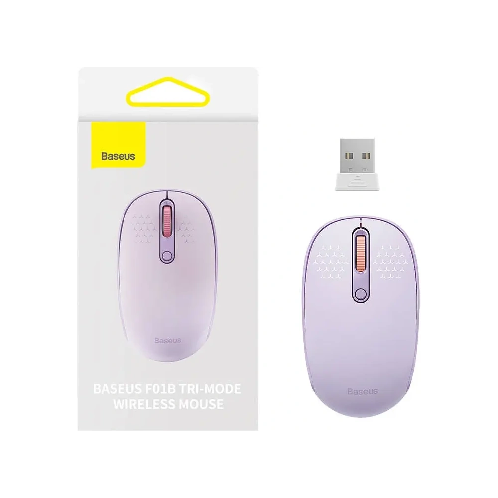 Bezprzewodowa myszka Baseus F01B Tri-Mode 2.4G BT 5.0 1600 DPI (fioletowa)