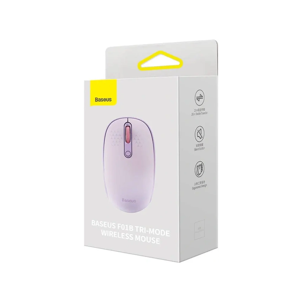 Bezprzewodowa myszka Baseus F01B Tri-Mode 2.4G BT 5.0 1600 DPI (fioletowa)