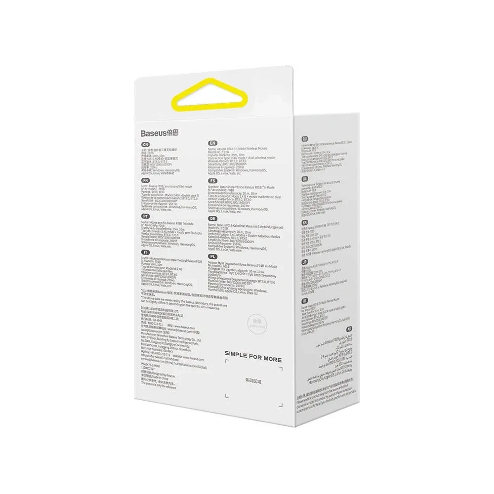 Bezprzewodowa myszka Baseus F01B Tri-Mode 2.4G BT 5.0 1600 DPI (fioletowa)