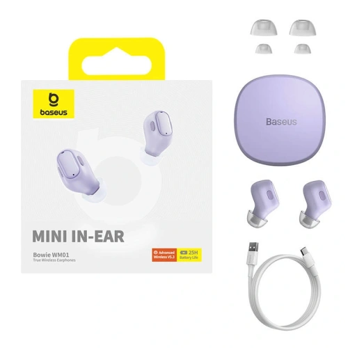 Kup Baseus căști wireless in-ear Bowie WM01 (mov) - BSU8943 - {ean13} - Sklep Home Screen
