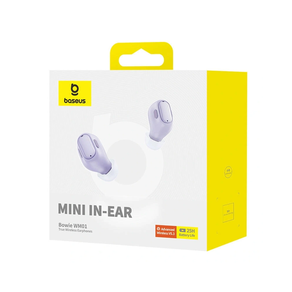 Bezprzewodowe słuchawki dokanałowe Baseus Bowie WM01 (fioletowe)