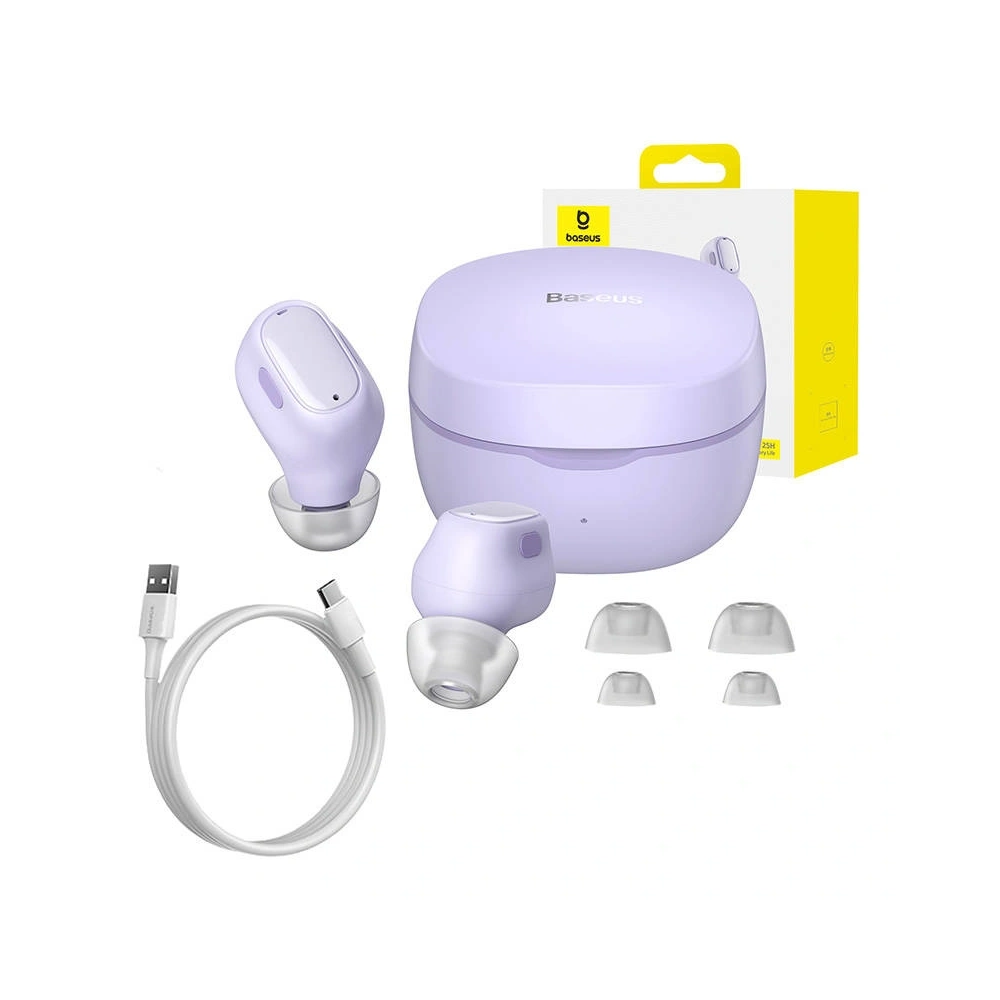Bezprzewodowe słuchawki dokanałowe Baseus Bowie WM01 (fioletowe)