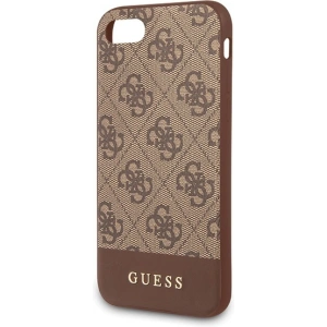Buy Guess GUHCI8G4GLBR Apple iPhone SE 2022/SE 2020/8/7 brown hard case 4G Stripe Collection - GUE501BR - {ean13} - Home Screen Store Europe