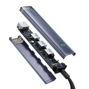 Baseus UltraJoy Hub 4v1 USB-A, USB-C / 3xUSB-A 3.0 + USB-C + RJ45 (šedý)