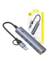 Kup Baseus UltraJoy Hub 4in1 USB-A, USB-C / 3xUSB-A 3.0 + USB-C + RJ45 (grau) - BSU8945 - {ean13} - Sklep Home Screen