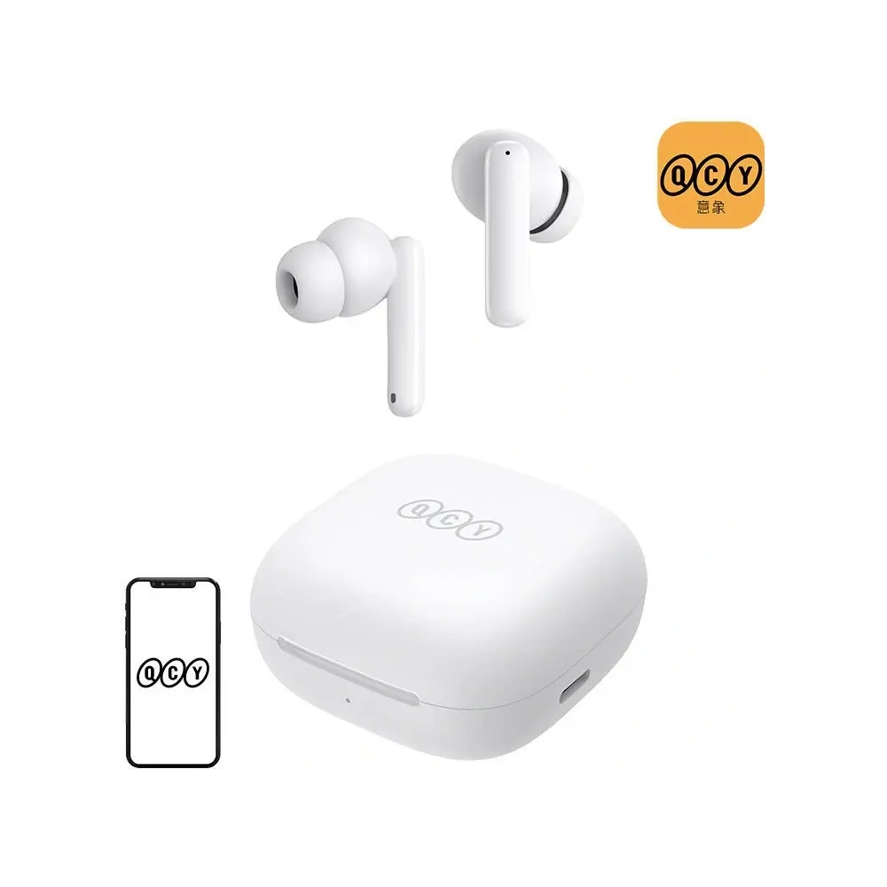 Bezprzewodowe słuchawki dokanałowe TWS QCY T13 ANC (białe)