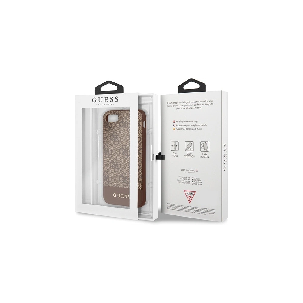 Etui Guess GUHCI8G4GLBR Apple iPhone SE 2022/SE 2020/8/7 brązowy/brown hard case 4G Stripe Collection