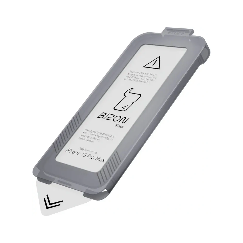 Szkło hartowane z ramką montażową Bizon Glass Aplikator do Apple iPhone 15 Pro Max [2 PACK]