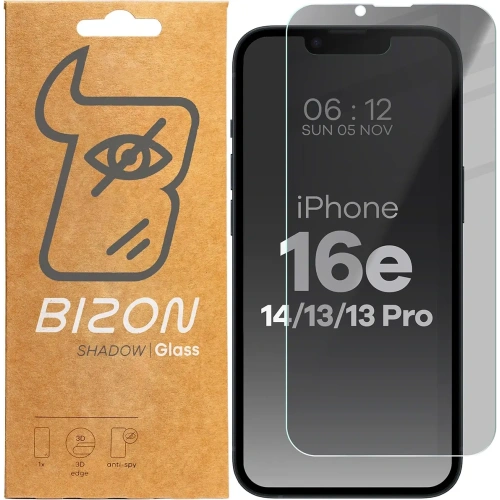 Kup Prywatyzujące szkło hartowane Bizon Glass Clear Shadow do Apple iPhone 16e / 14 / 13 / 13 Pro przyciemniane - BIZ8789 - {ean13} - Sklep Home Screen