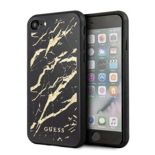 Buy Guess GUHCI8MGGBK Apple iPhone SE 2022/SE 2020/8/7 black hard case Glitter Marble Glass - GUE503BLK - {ean13} - Home Screen Store Europe