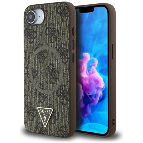 Kup Etui Guess 4G Ring Triangle Logo MagSafe do Apple iPhone 16e brązowy - GUE4454 - {ean13} - Sklep Home Screen