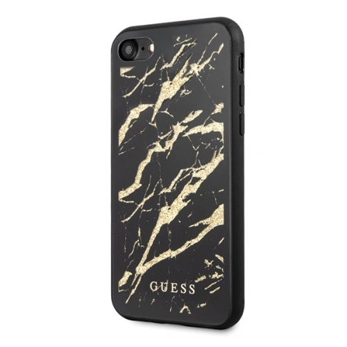 Kup Etui Guess GUHCI8MGGBK Apple iPhone SE 2022/SE 2020/8/7 negru/black hard case Glitter Marble Glass - GUE503BLK - {ean13} - Sklep Home Screen