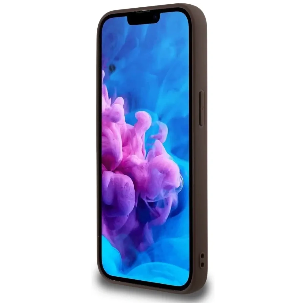 Etui Guess 4G Ring Triangle Logo MagSafe do Apple iPhone 16e brązowy