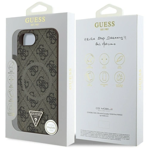 Kup Etui Guess 4G Ring Triangle Logo MagSafe do Apple iPhone 16e brązowy - GUE4454 - {ean13} - Sklep Home Screen