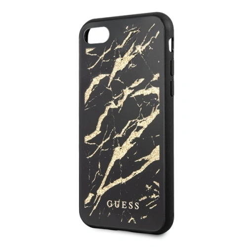 Kup Etui Guess GUHCI8MGGBK Apple iPhone SE 2022/SE 2020/8/7 negru/black hard case Glitter Marble Glass - GUE503BLK - {ean13} - Sklep Home Screen