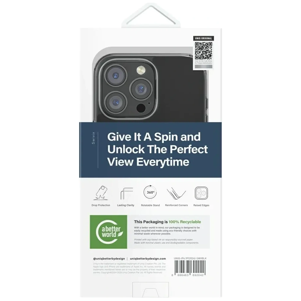 Etui UNIQ Swivix do Apple iPhone 16 Pro Max 360 Rotating Kickstand czarny