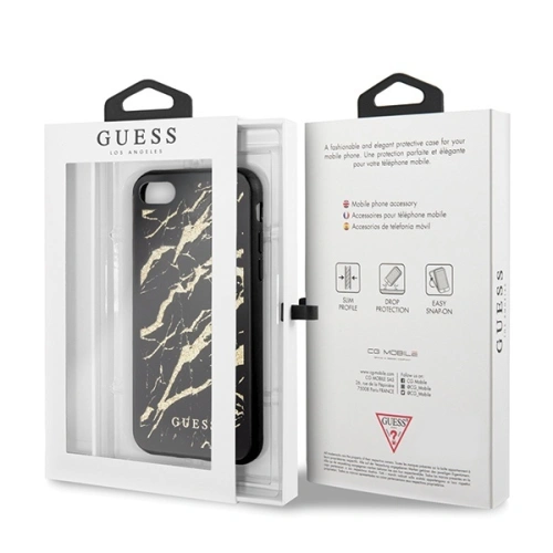 Buy Guess GUHCI8MGGBK Apple iPhone SE 2022/SE 2020/8/7 black hard case Glitter Marble Glass - GUE503BLK - {ean13} - Home Screen Store Europe