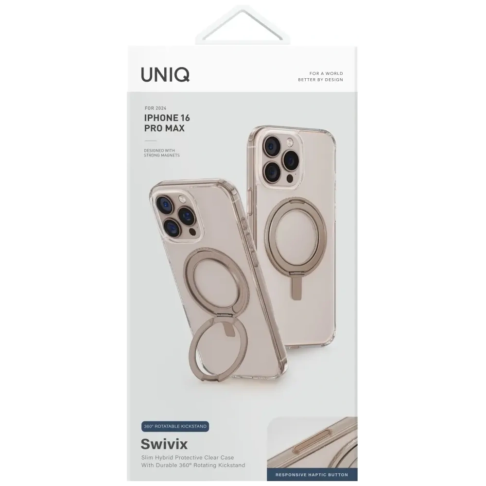 Etui UNIQ Swivix do Apple iPhone 16 Pro Max 360 Rotating Kickstand złoty