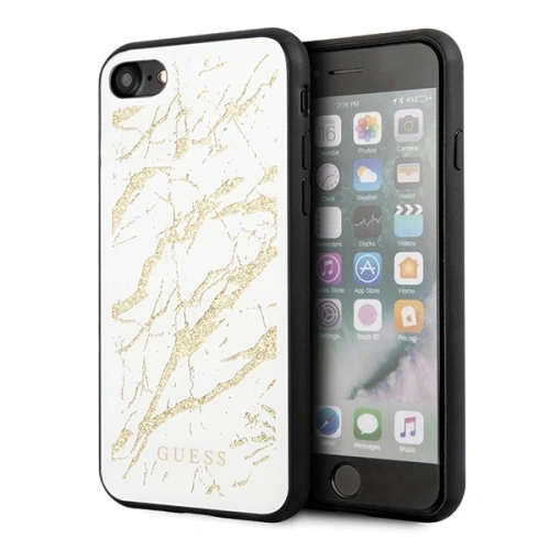 Kup Case Guess GUHCI8MGGWH Apple iPhone SE 2022/SE 2020/8/7 weiß/white Hartschale Glitter Marmor Glas - GUE504WHT - {ean13} - Sklep Home Screen