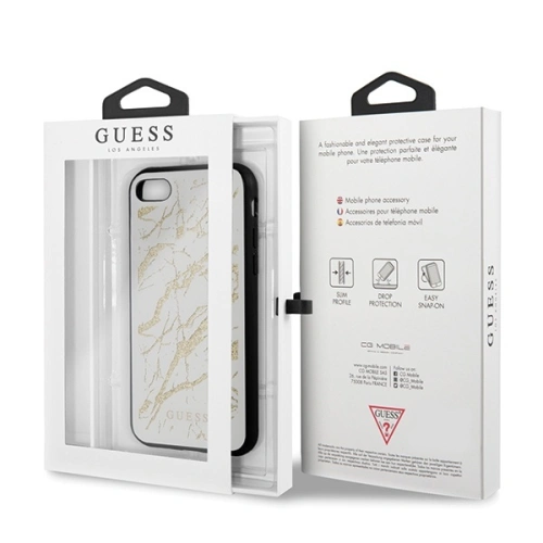 Kup Case Guess GUHCI8MGGWH Apple iPhone SE 2022/SE 2020/8/7 weiß/white Hartschale Glitter Marmor Glas - GUE504WHT - {ean13} - Sklep Home Screen