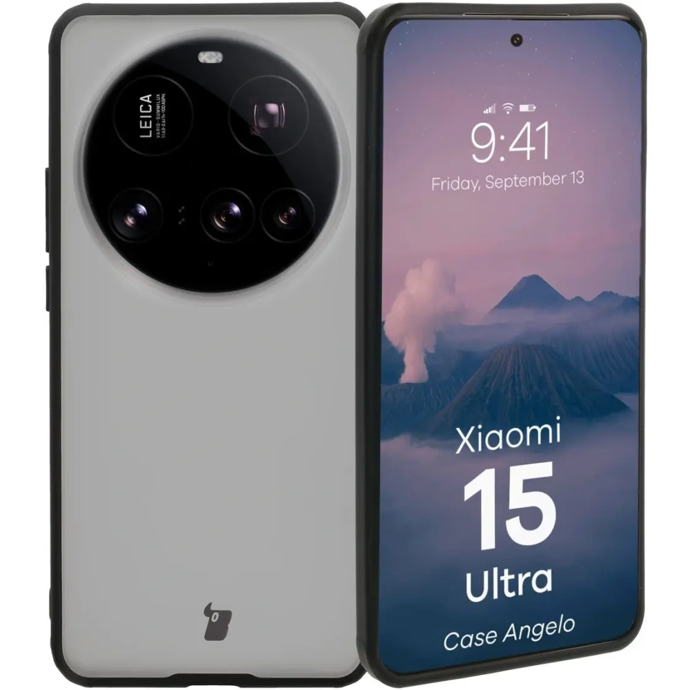 Etui Bizon Case Angelo do Xiaomi 15 Ultra przydymione z czarną ramką