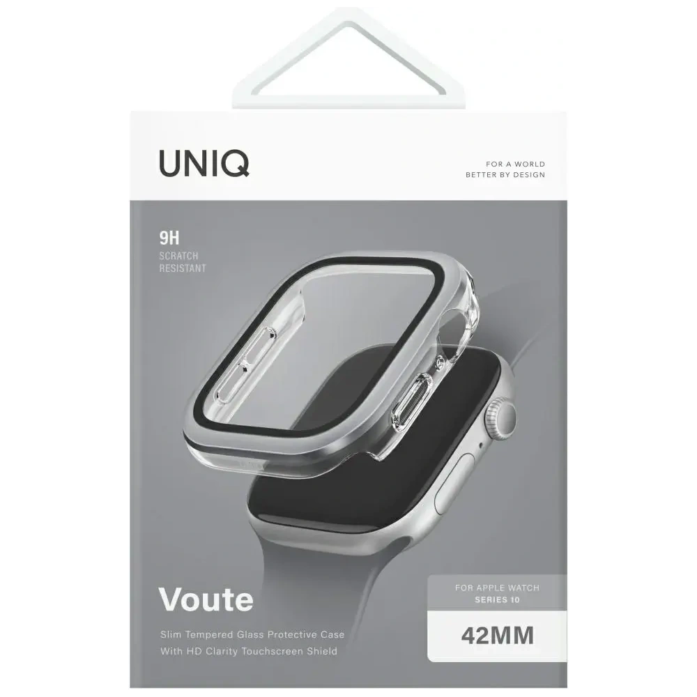 Etui UNIQ Voute do Apple Watch Series 10 42mm z szybką srebrny