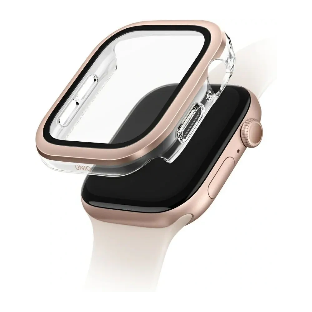 Etui UNIQ Voute do Apple Watch Series 10 46mm z szybką różowo-złoty