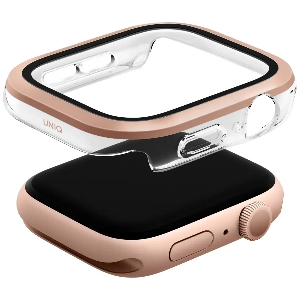 Etui UNIQ Voute do Apple Watch Series 10 46mm z szybką różowo-złoty