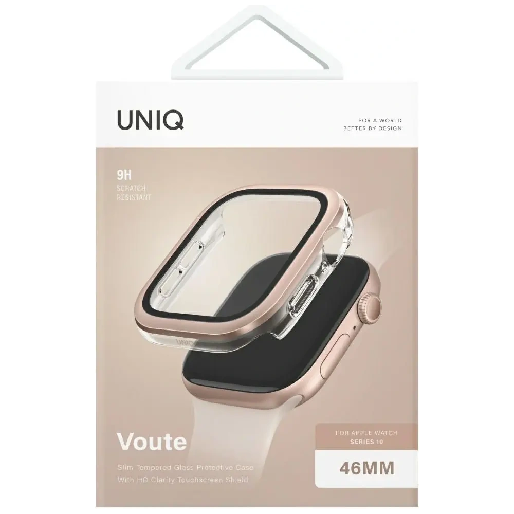 Etui UNIQ Voute do Apple Watch Series 10 46mm z szybką różowo-złoty