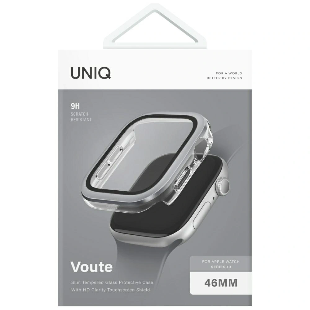 Etui UNIQ Voute do Apple Watch Series 10 46mm z szybką srebrny