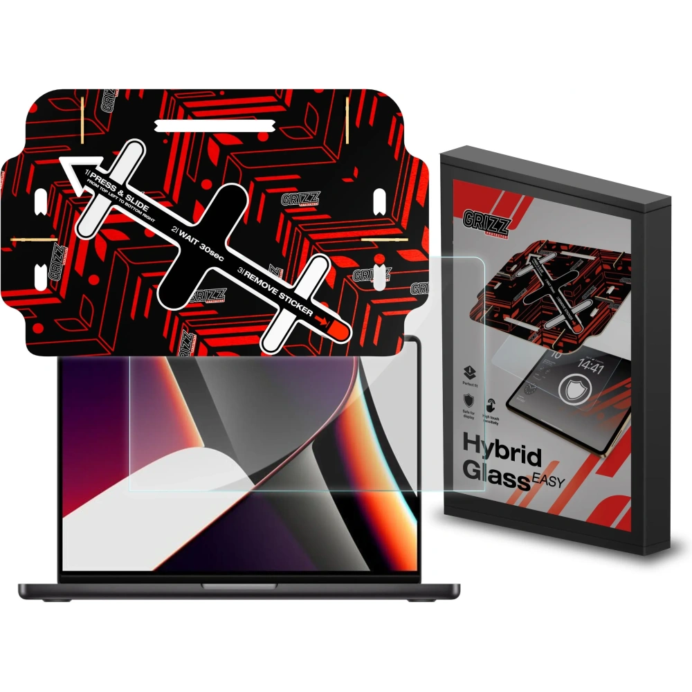 Szkło hybrydowe GrizzGlass HybridGlass Easy do Apple MacBook Pro 16" 2021-2024 (M1/M2/M3/M4)