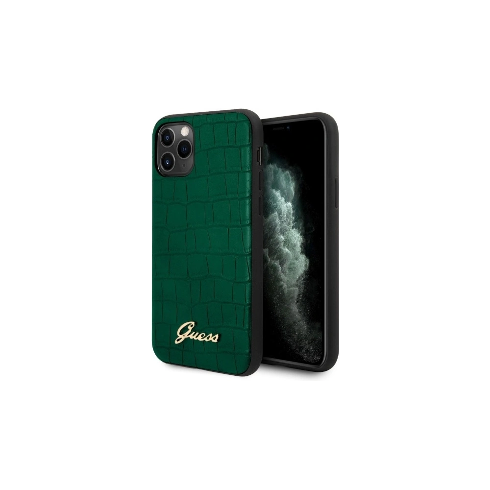 Etui Guess GUHCN58PCUMLCRDG Apple iPhone 11 Pro zielony/dark green Croco Collection