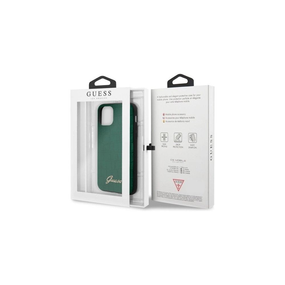 Etui Guess GUHCN58PCUMLCRDG Apple iPhone 11 Pro zielony/dark green Croco Collection