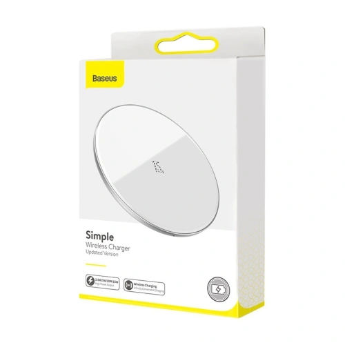 Kup Încărcător wireless inductiv Baseus Simple, 15W (alb) - BSU1369WHT - {ean13} - Sklep Home Screen
