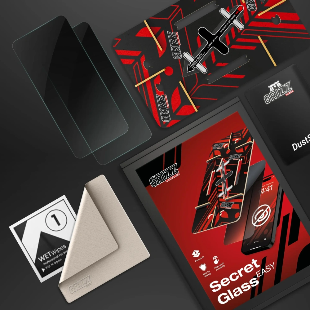 Szkło prywatyzujące GrizzGlass SecretGlass Easy do Apple iPhone 16 Plus [2 PACK]