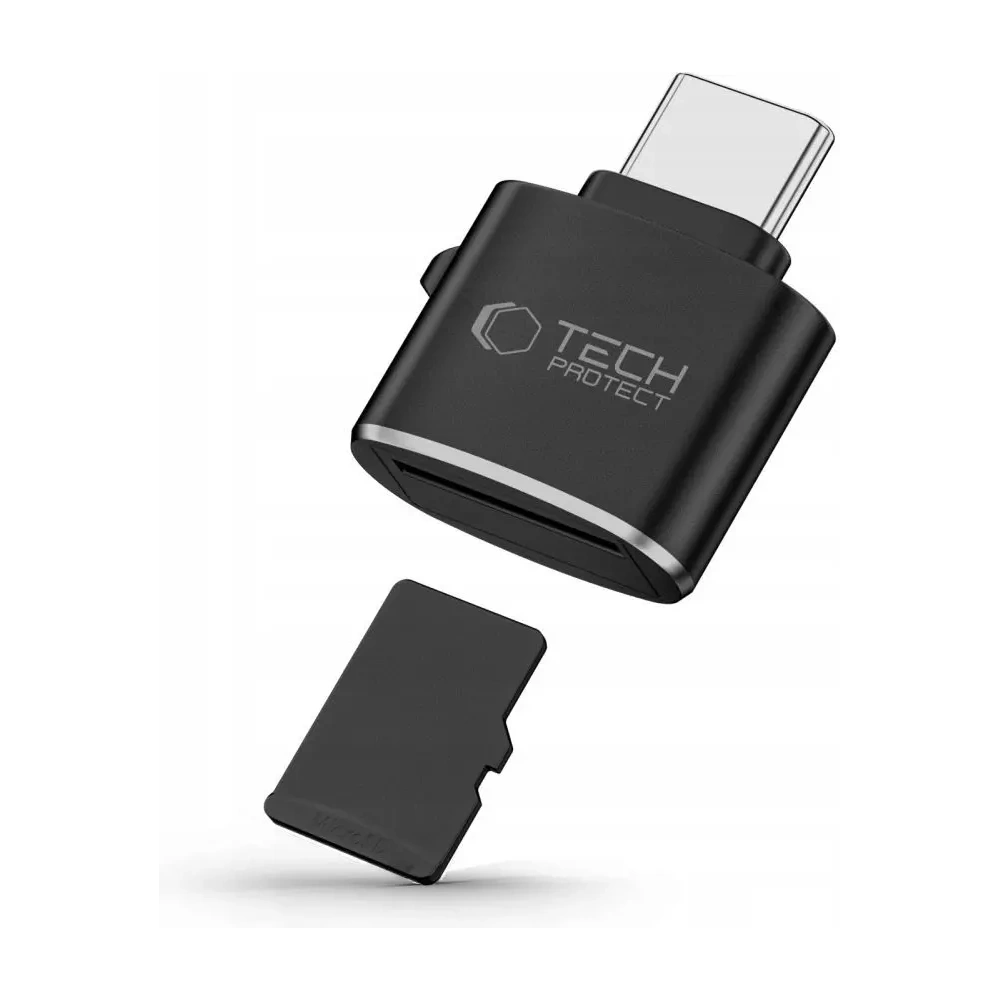 Adapter Tech-Protect Ultraboost USB-C / Card Reader Micro SD/TF Black